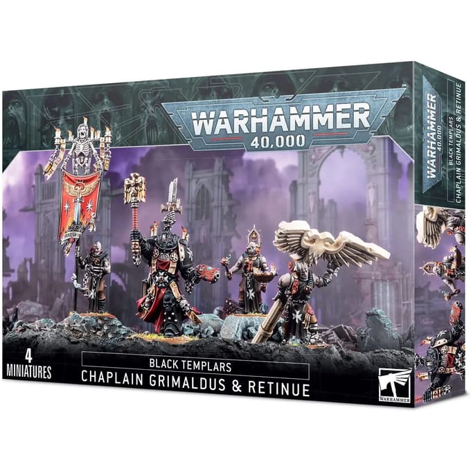 Figurine Games Workshop Warhammer 40k - Black Templars Chapelain Grimaldus et sa Suite