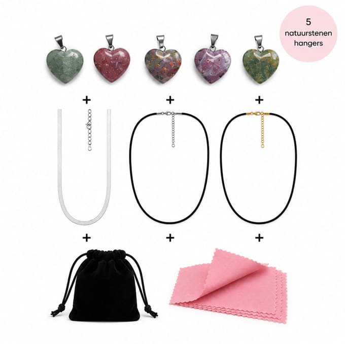 EmmyRovi - Edelstenen Set - 5 Natuursteen Hangers - Chakra - Kristallen