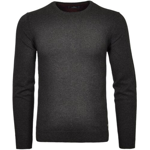Ragman Trui Supersoft Knit Pullover Knitted Elbow Patches Antraciet / male