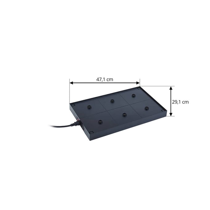 Lucande oplaadstation Quill, zwart, polycarbonaat, 6 lampen