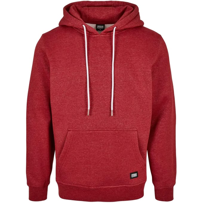 Urban Classics - Basic Melange Hoodie/trui - S - Rood