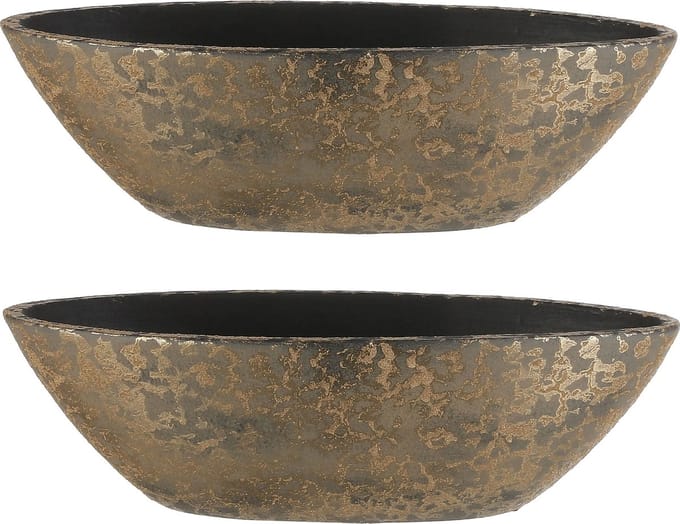 Mica Decorations Bloempot - 2x stuks - goudkleurig - boot schaal - 48 x 15 cm - plantenpotten