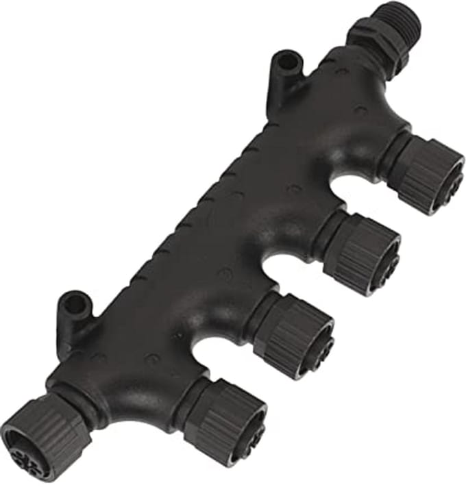 4-poorts T-connector NMEA 2000 - Waterdichte M12 5-pin Connector voor Netwerken