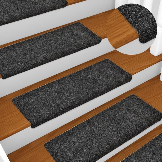 vidaXL - Trapmatten - zelfklevend - 15 - stuks - 65x21x4 - cm - donkergrijs