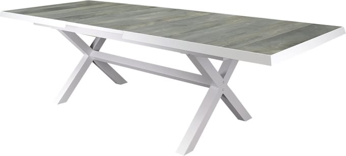 New Delhi uitschuifbare dining tuintafel 204-264x103xH76,5 cm met kruispoot wit