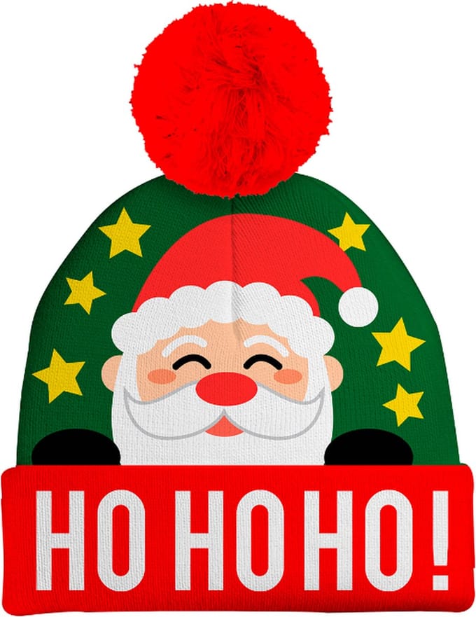 Fiestas Guirca - Groene foute kerstmuts HOHOHO - wol effect