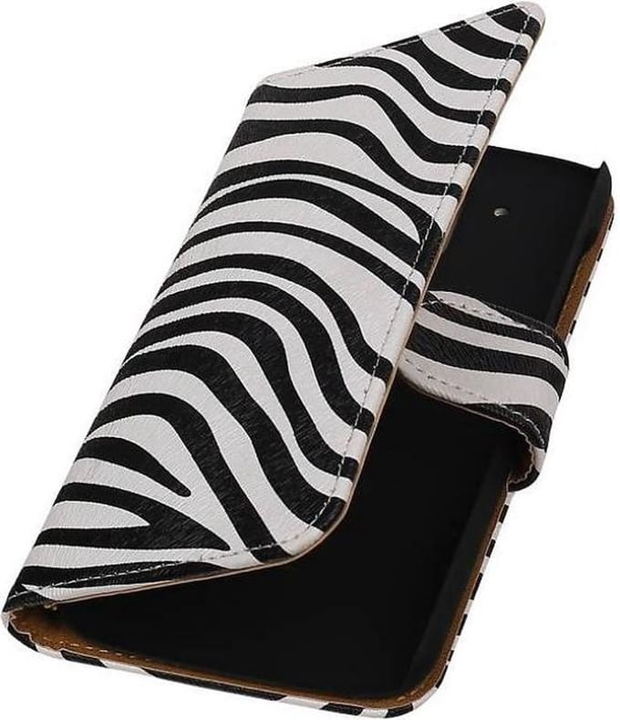 Zebra Bookstyle Wallet Case Hoesjes Geschikt voor HTC Desire 526 / Plus Wit
