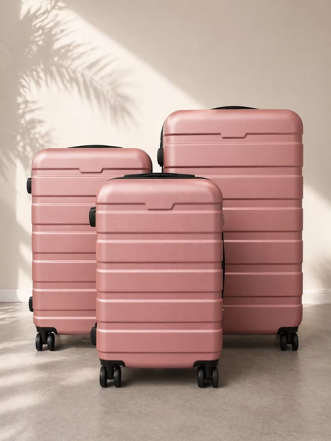 3-delige harde kofferset ABS - Champagne Roze