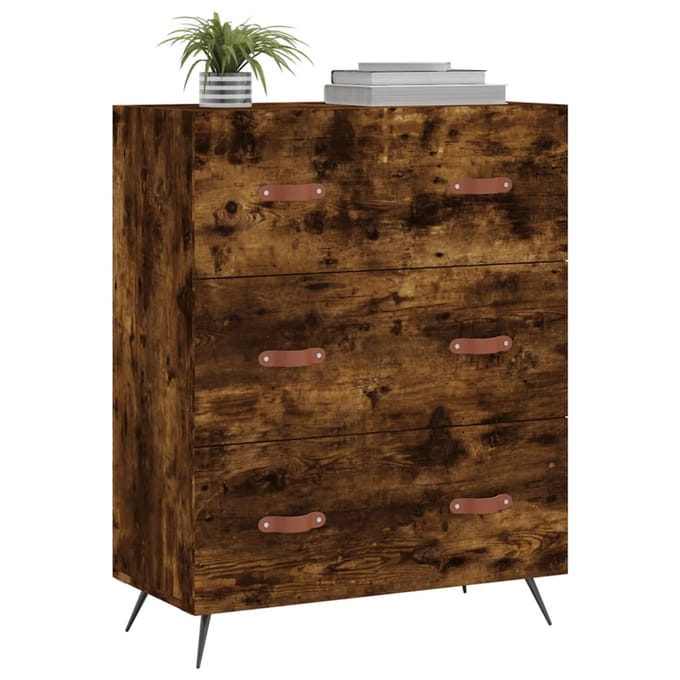 vidaXL - Ladekast - 69,5x34x90 - cm - bewerkt - hout - gerookt - eikenkleurig