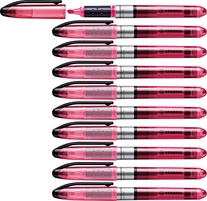 STABILO NAVIGATOR - Markeerstift - Markeert Tot De Laatste Druppel - Roze - Doos 10 stuks