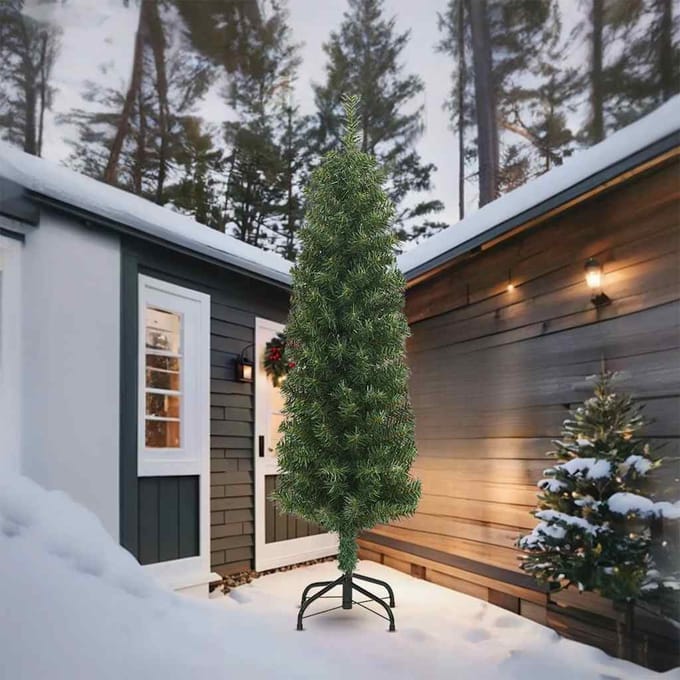 vidaXL - Kunstkerstboom - smal - met - standaard - 270 - cm - PVC