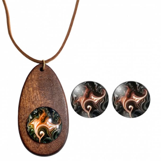 Set Amara ketting clip oorbellen Bruin - Charme Bijoux