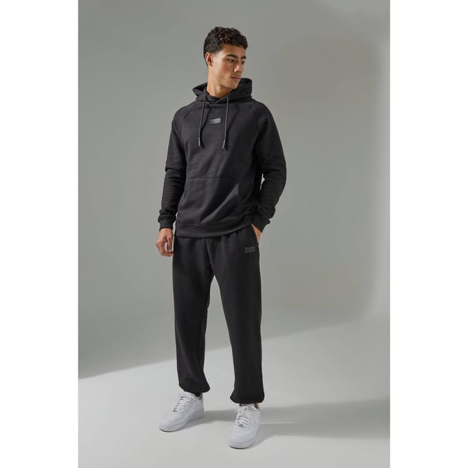 Regular Fit Man Active Hoodie & Jogger Tracksuit | Black | Size Medium