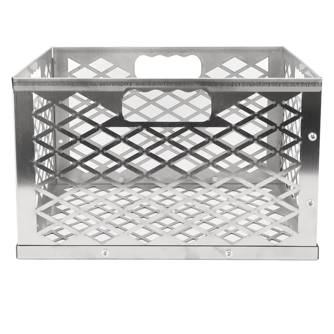 Panier à charbon de bois amovible, portable, robuste et durable, en acier inoxydable, pour feu de camp gray