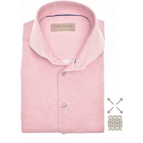 John Miller Overhemd Cutaway Collar Mélange Jersey Stretch Roze / male