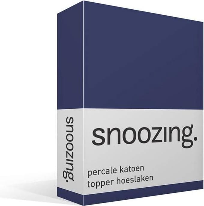 Snoozing - Topper - Hoeslaken  - Eenpersoons - 80x200 cm - Percale katoen - Navy