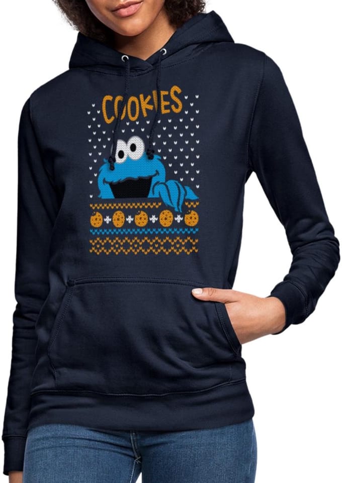Sesamstraat Koekiemonster Cookies Lelijk Kerst Hoodie Dames