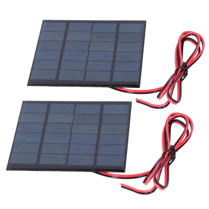 Lot de 2 mini modules d'énergie solaire, panneau époxy avec câble de 100 cm, accessoires électroniques, DC 6 V 2 W gray
