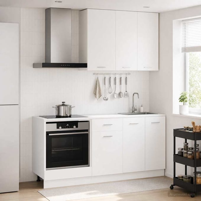 vidaXL - Keukenblok - LYON - 5 - st - Wit - Bewerkt - hout
