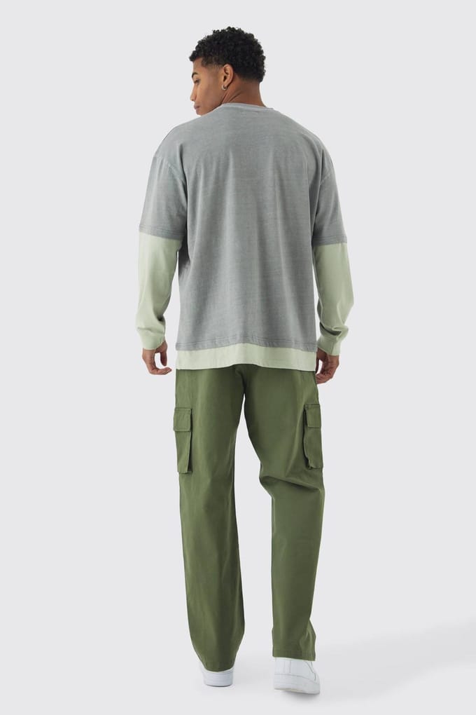 Relaxte pasvorm Fixed Waist Woven Tab Cargo Trousers | Khaki | Size 32