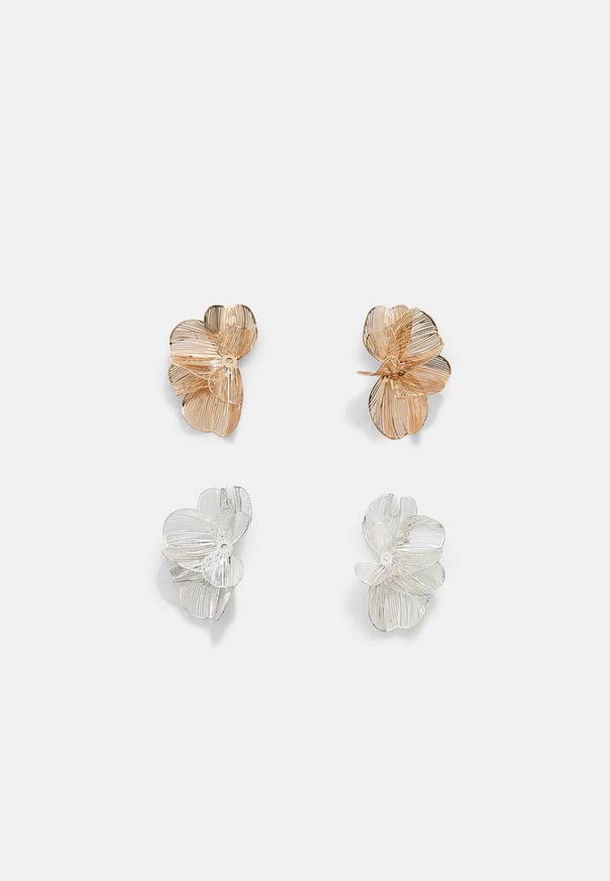 Stradivarius Set van 2 oorbellen met waaiervorm en textuur  Goud OS