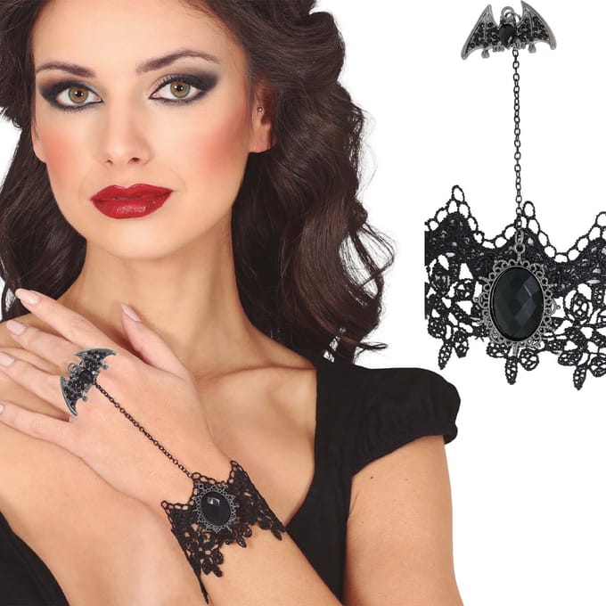 Fiestas Guirca - Armband met vleermuis ring - Halloween - Halloween accessoires - Halloween verkleden