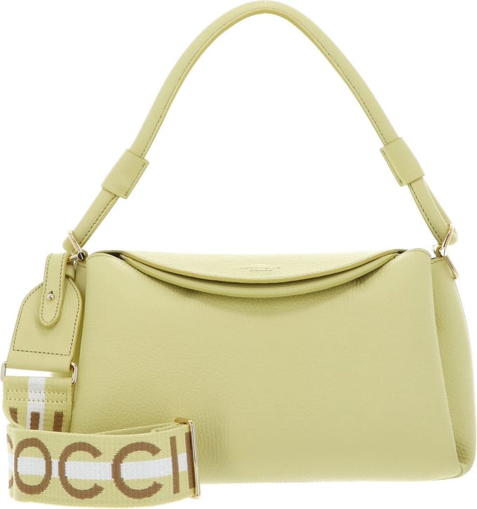 COCCINELLE Leren schoudertas Eclyps Handbag Grained Leather Lime Wash Lichtgeel