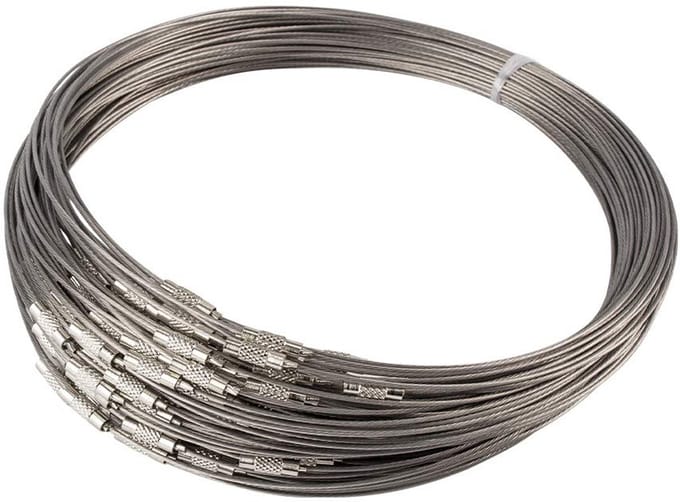 100 Stuks Stalen Sets voor Halskettingen Maken 45 cm Draad met Schroefsluiting Witmetaal
