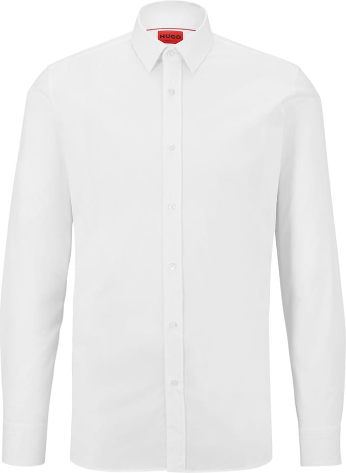 HUGO Elisha slim fit overhemd - popeline - wit - Strijkvriendelijk - Boordmaat: 40