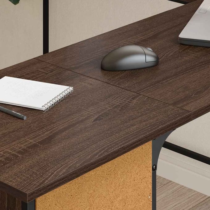 vidaXL - Bureau - 141x141x75 - cm - bewerkt - hout - bruin - eikenkleur