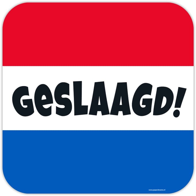 Geslaagd deurbord - Rood/Wit/Blauw stijl - 50x50 cm - Diploma versiering