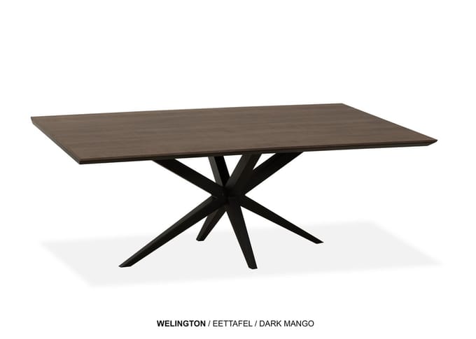 Maxfurn - Zeer krasvaste eettafel met verjongde rand 220x100cm | Kleur: Dark mango