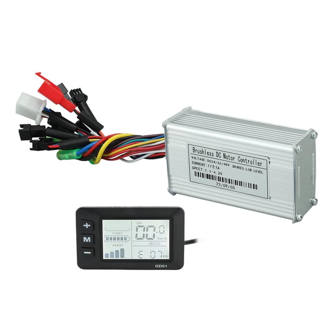 24V 36V 48V 250W ?Kit de contrôleur de moteur sans balais à onde sinusoïdale tri-mode 350 W 17 A avec écran LCD black