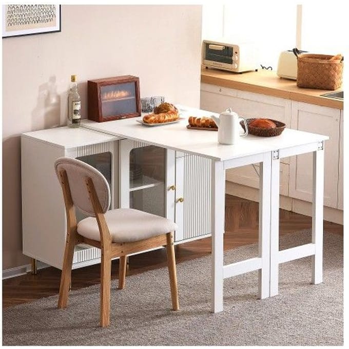 Moderne buffetkast - MUVOE - Wit - Uitschuifbaar - Hedendaags design - Flexibele opbergruimte