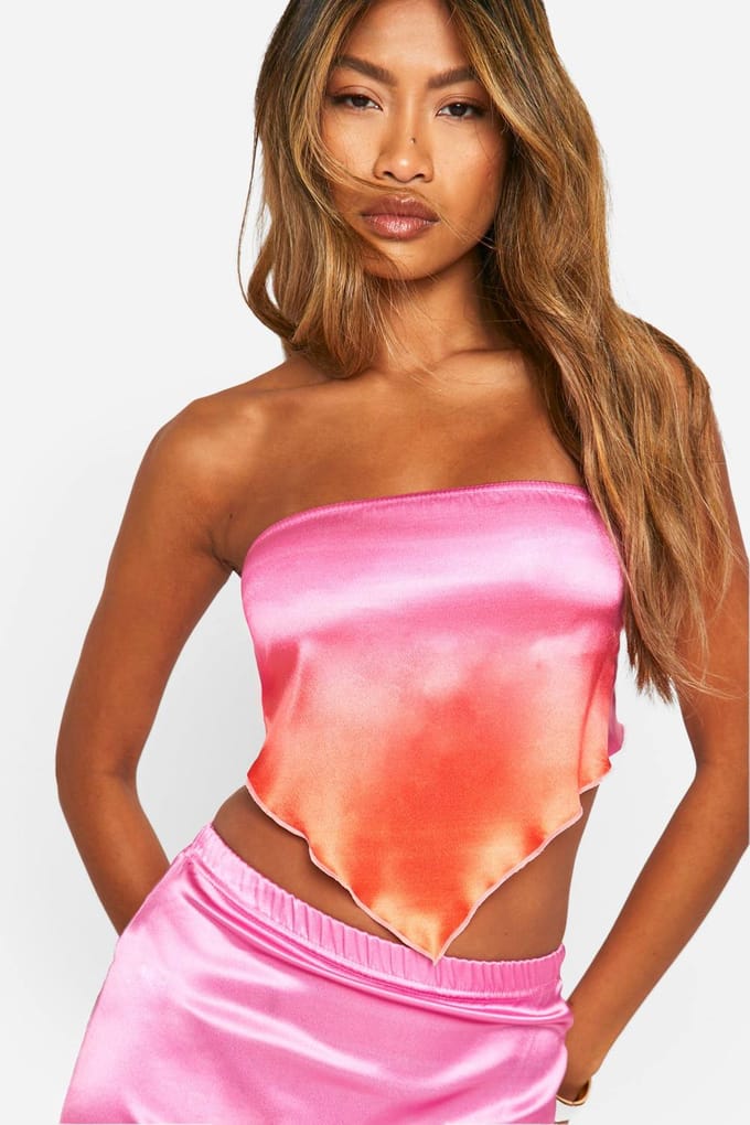 boohoo Dames Ombre satijnen sjaaltop | Maat: 40