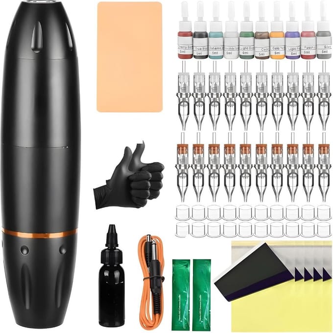 Tattoo Machine - Tattoo Inkt Set - Tattoo Machines voor Starters - Complete Tattoo Kit- 61 Delig