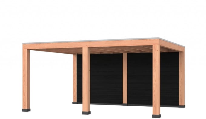Douglas overkapping, 500 x 400, met achterwand, Westwood Modern Basic zwart