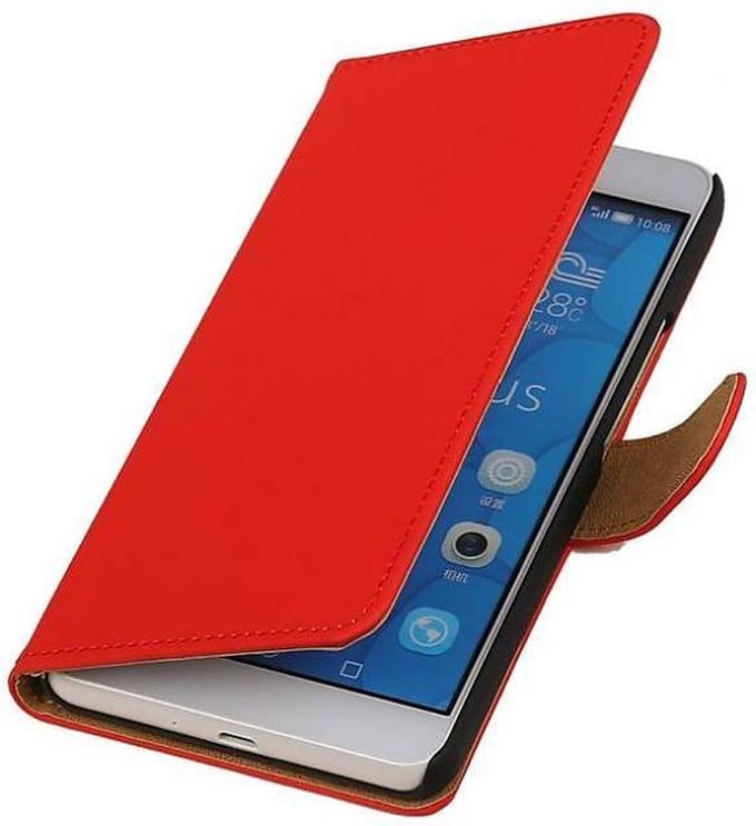 Bookstyle Wallet Case Hoesjes Geschikt voor Huawei Honor 6 Plus Rood