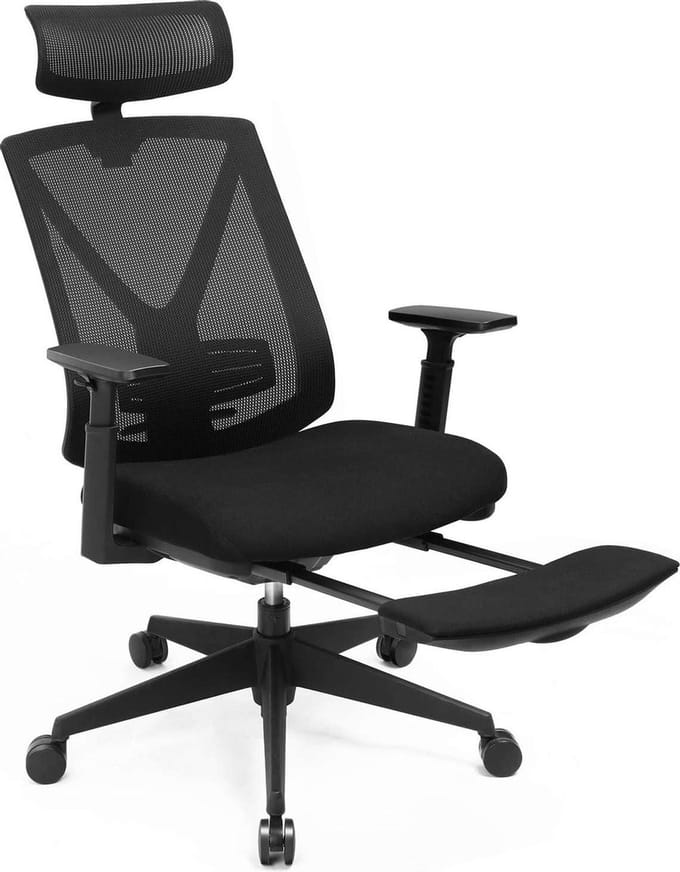 Hoppa! Ergonomische Bureaustoel met Hoofdsteun - Zwart - PU - 70 x 70 x 116