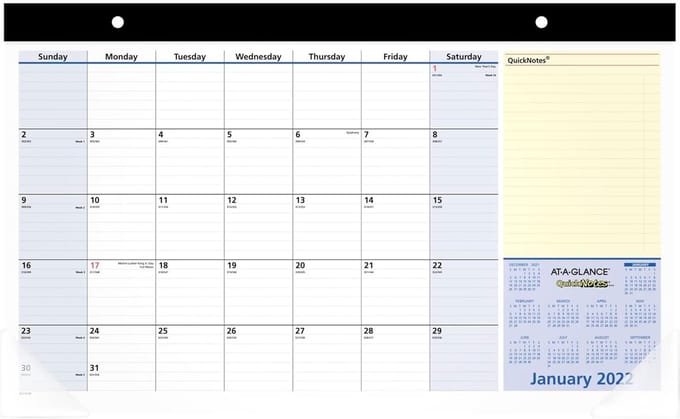 Bureaukalender Maandelijkse - Bureau-onderlegger Planner - Planning Werk - Extra Notities Ruimte - 45 x 29 cm - Blauw