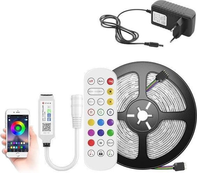 Drphone AG03 - Led strip - Multi Kleur - 5050 SMD - Waterproof - App Controle - Afstandbediening - Bluetooth audio - 5 Meter