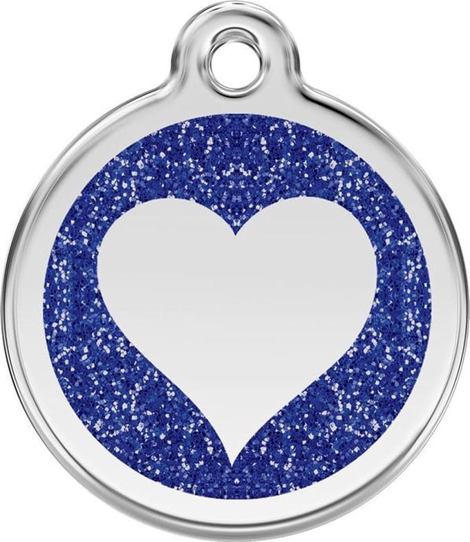 Red Dingo Hondenpenning 20 mm hart glitter donkerblauw