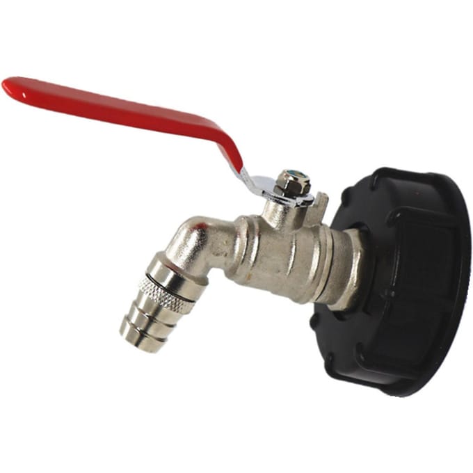 Watertankventielkoppeling S60x6 naar G34in Grofdraadadapter Messing Slangkraan Rode Handgreep