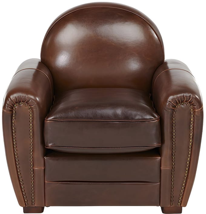 Vente-unique Clubfauteuil van leer met lived-in aspect BAUDOIN - Bruin