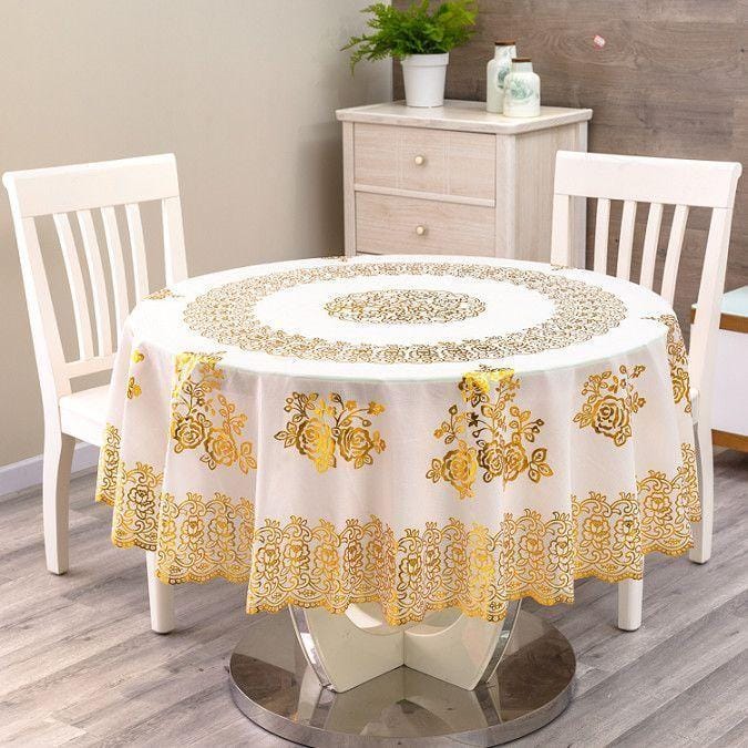 Eenvoudig Rond Tafelkleed Waterdicht Schroeibestendig Vlekbestendig Koffietafelmat Hotel Thuis Niet Wassen Rond Tafelkleed Diameter 134cm white