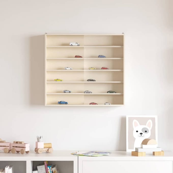 vidaXL - Wanddisplaykast - met - plank - Beige - 60 - x - 8,5 - x - 54 - cm - Multiplex