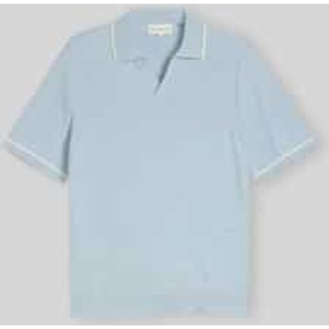 Tom Tailor - Gebreid poloshirt van katoen - Maat S - light blue grey