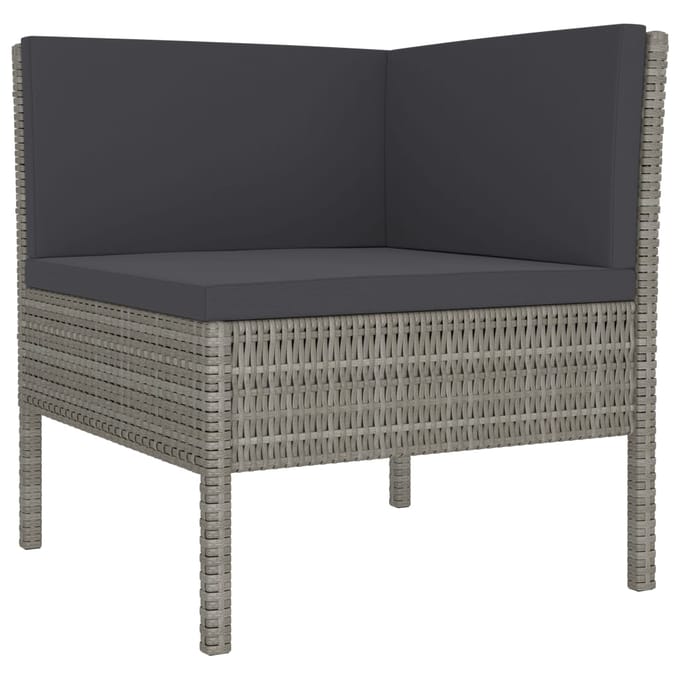 vidaXL - 6-delige - Loungeset - met - kussens - poly - rattan - grijs