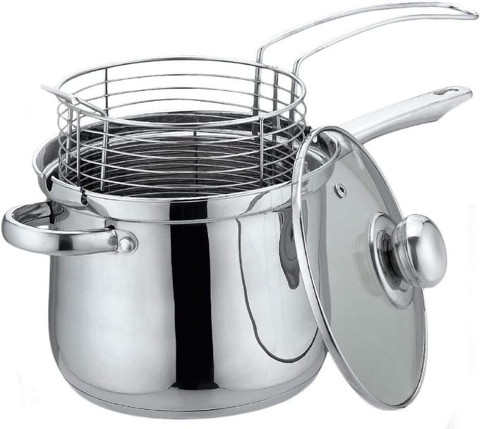 Carbonstaal pannen set met frituurmand 18 cm 3,6 L