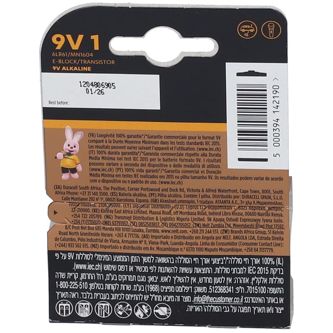 Duracell Plus 9V - alkaline batterijen - 6LR61 - 1 stuk